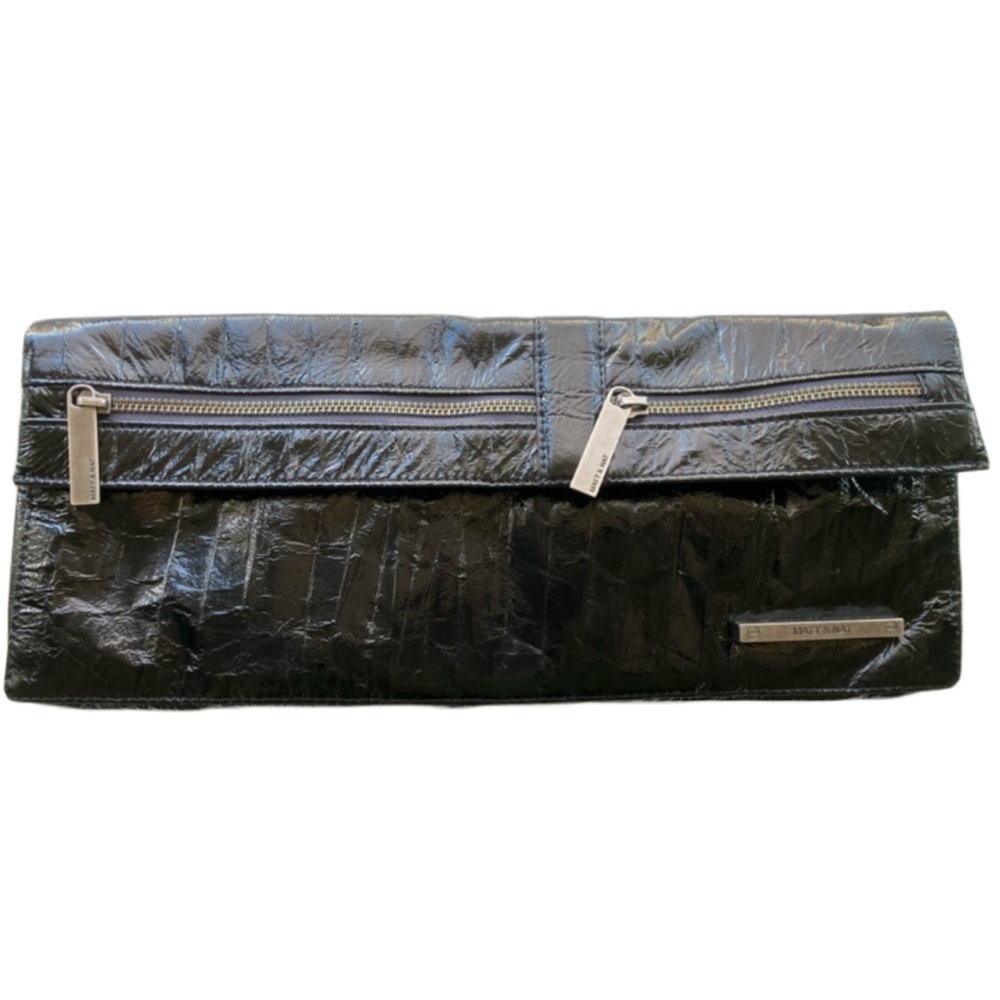 Matt & Nat purse clutch faux leather fold over black